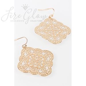 Boho Mandala Laser Cut Filigree Gold Tone Earrings
